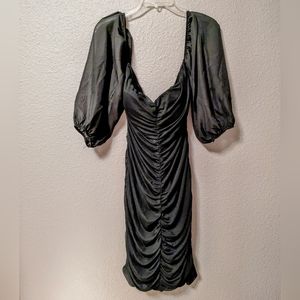 Little Black Dress Cocktail Bodycon Ruched Body Off the Shoulder Sz. L/XL